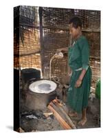 Woman Making Injera, the Staple Diet, Ethiopia, Africa-Gavin Hellier-Stretched Canvas