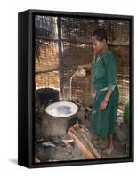 Woman Making Injera, the Staple Diet, Ethiopia, Africa-Gavin Hellier-Framed Stretched Canvas