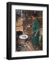 Woman Making Injera, the Staple Diet, Ethiopia, Africa-Gavin Hellier-Framed Photographic Print