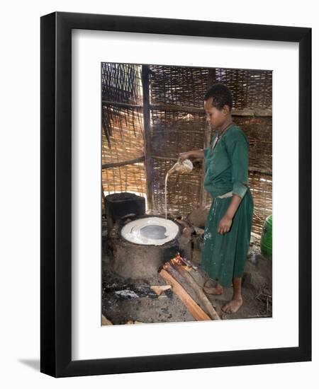 Woman Making Injera, the Staple Diet, Ethiopia, Africa-Gavin Hellier-Framed Photographic Print