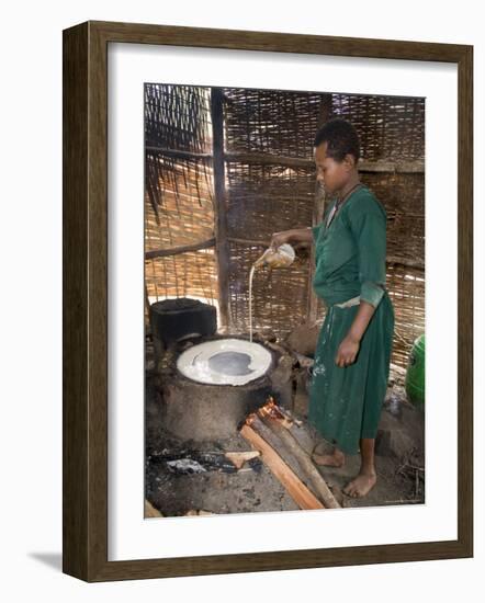 Woman Making Injera, the Staple Diet, Ethiopia, Africa-Gavin Hellier-Framed Photographic Print