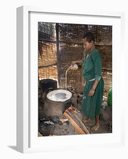 Woman Making Injera, the Staple Diet, Ethiopia, Africa-Gavin Hellier-Framed Photographic Print