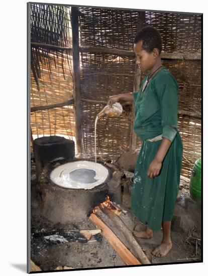 Woman Making Injera, the Staple Diet, Ethiopia, Africa-Gavin Hellier-Mounted Photographic Print