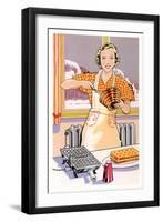 Woman Making Waffles, Art Deco-null-Framed Art Print