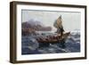 Woman, Man and Child in a Oselver-Hans Dahl-Framed Giclee Print