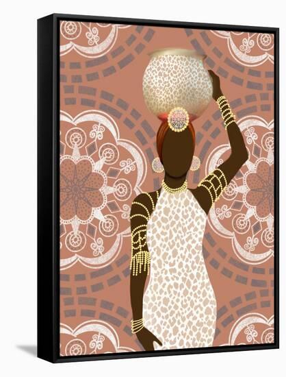 Woman Mandala Leopard Print Coral-Matthew Piotrowicz-Framed Stretched Canvas