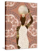 Woman Mandala Leopard Print Coral-Matthew Piotrowicz-Stretched Canvas