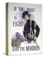 Woman Marines Want to Fight-null-Stretched Canvas