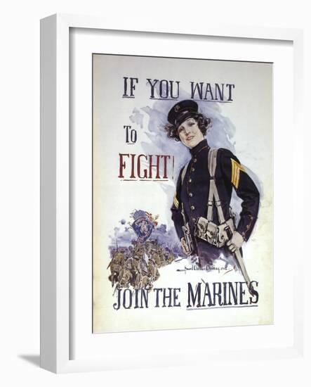 Woman Marines Want to Fight-null-Framed Giclee Print