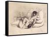 Woman Masturbating a Man on a Bed, Plate 18 from "Liebe," Published 1901 in Leipzig-Mihaly von Zichy-Framed Stretched Canvas