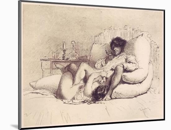 Woman Masturbating a Man on a Bed, Plate 18 from "Liebe," Published 1901 in Leipzig-Mihaly von Zichy-Mounted Giclee Print