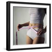 Woman Measuring Her Waist-Cristina-Framed Premium Photographic Print