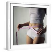 Woman Measuring Her Waist-Cristina-Framed Premium Photographic Print