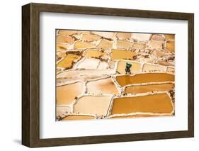 Woman Mining Salt, Salineras De Maras, Maras Salt Flats, Sacred Valley, Peru, South America-Laura Grier-Framed Photographic Print