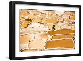 Woman Mining Salt, Salineras De Maras, Maras Salt Flats, Sacred Valley, Peru, South America-Laura Grier-Framed Photographic Print