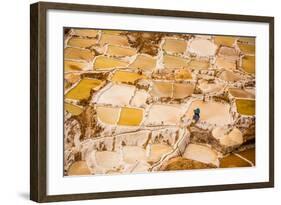 Woman Mining Salt, Salineras De Maras, Maras Salt Flats, Sacred Valley, Peru, South America-Laura Grier-Framed Photographic Print