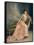 Woman Modeling a Pink Robe du Soir with Silver Embroidery Designed by Beer-Reutlinger-Framed Stretched Canvas