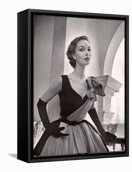 Woman Modeling a Short Ball Gown-Nina Leen-Framed Stretched Canvas