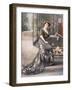 Woman Modeling Black Robe de Diner with Pink Rose and Lace Accents by Buzenet-Felix-Framed Photographic Print