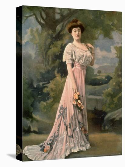 Woman modeling embroidered skirt designed by Lachartroulle-Felix-Stretched Canvas