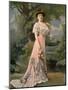Woman modeling embroidered skirt designed by Lachartroulle-Felix-Mounted Photographic Print
