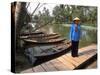 Woman Near Old Boats, Mekong Delta, Vietnam-Bill Bachmann-Stretched Canvas