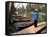 Woman Near Old Boats, Mekong Delta, Vietnam-Bill Bachmann-Framed Stretched Canvas