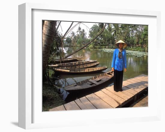 Woman Near Old Boats, Mekong Delta, Vietnam-Bill Bachmann-Framed Photographic Print