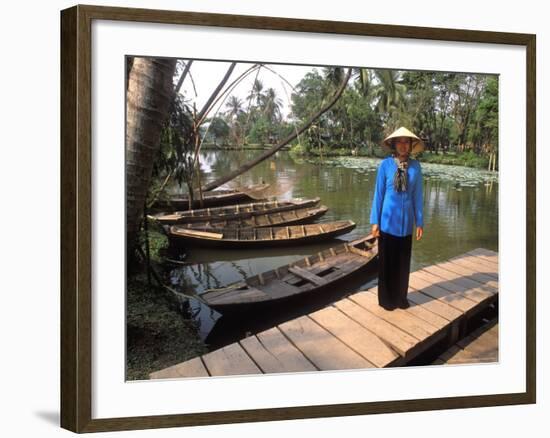 Woman Near Old Boats, Mekong Delta, Vietnam-Bill Bachmann-Framed Photographic Print