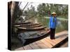 Woman Near Old Boats, Mekong Delta, Vietnam-Bill Bachmann-Stretched Canvas