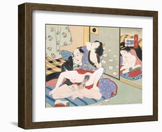 Woman Observing as Couple Have Sex-Japanese School-Framed Giclee Print