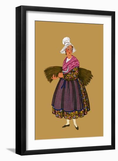 Woman of Chartre Holds a Straw Bundle-Elizabeth Whitney Moffat-Framed Art Print