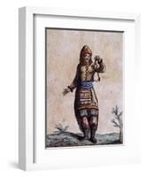 Woman of Hudson Bay in Traditional Costume, Color Engraving by Laroque-Jacques Grasset de Saint-Sauveur-Framed Giclee Print