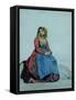 Woman of Procida, Seated (W/C on Paper)-Antoine Auguste Ernest Herbert or Hebert-Framed Stretched Canvas