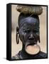 Woman of the Mursi Tribe, Her Clay Lip Plate Shows That She Is Married, Ethiopia-John Warburton-lee-Framed Stretched Canvas