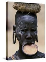 Woman of the Mursi Tribe, Her Clay Lip Plate Shows That She Is Married, Ethiopia-John Warburton-lee-Stretched Canvas