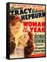 Woman of the Year, Spencer Tracy, Katharine Hepburn on window card, 1942-null-Framed Stretched Canvas