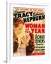 Woman of the Year, Spencer Tracy, Katharine Hepburn on window card, 1942-null-Framed Art Print