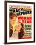 Woman of the Year, Spencer Tracy, Katharine Hepburn on window card, 1942-null-Framed Art Print