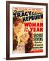 Woman of the Year, Spencer Tracy, Katharine Hepburn on window card, 1942-null-Framed Art Print