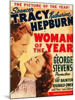 Woman of the Year, Spencer Tracy, Katharine Hepburn on window card, 1942-null-Mounted Art Print