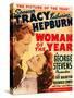 Woman of the Year, Spencer Tracy, Katharine Hepburn on window card, 1942-null-Stretched Canvas