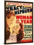 Woman of the Year, Spencer Tracy, Katharine Hepburn on window card, 1942-null-Framed Art Print