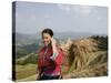 Woman of Yao Minority with Cellphone, Longsheng Terraced Ricefields, Guangxi Province, China-Angelo Cavalli-Stretched Canvas