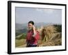 Woman of Yao Minority with Cellphone, Longsheng Terraced Ricefields, Guangxi Province, China-Angelo Cavalli-Framed Photographic Print