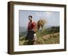 Woman of Yao Minority with Cellphone, Longsheng Terraced Ricefields, Guangxi Province, China-Angelo Cavalli-Framed Photographic Print