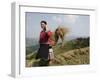 Woman of Yao Minority with Cellphone, Longsheng Terraced Ricefields, Guangxi Province, China-Angelo Cavalli-Framed Photographic Print