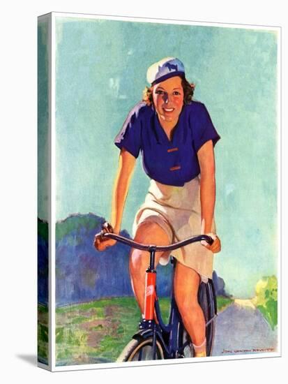 "Woman on a Bike,"April 28, 1934-John Newton Howitt-Stretched Canvas