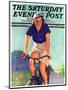 "Woman on a Bike," Saturday Evening Post Cover, April 28, 1934-John Newton Howitt-Mounted Giclee Print