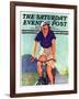 "Woman on a Bike," Saturday Evening Post Cover, April 28, 1934-John Newton Howitt-Framed Giclee Print